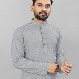 almora Men Embellished Cotton Rayon Straight Kurta image 4