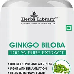herbs library Ginkgo Biloba Supplement Supports Brain Function & Mental Alertness(60 Capsules)-picture-13