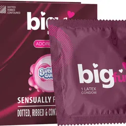 bigfun Bubblegum Flavoured Dotted Condoms | Ribbed, Contoured | Skin-Safe Lubrication Condom-picture-14