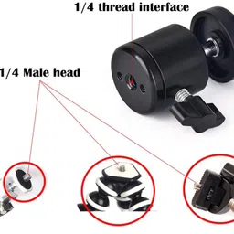 BROLAVIYA 2 Pack 360 Degree Rotating Swivel Tripod Ball Head with 1/4" Screw Thread Head Mobile Holder image 3