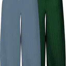 sp fashion Pack of 2 Women Comfort Fit Multicolor Lycra Blend Trousers-picture-19