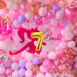 kidos Printed Barbie Theme 7th Birthday DIY Decoration Item Kit For Girls Balloon-picture-23