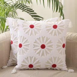 jamio firati White Cotton Textured 18x18 inches Cushion Covers (Set of 5)-picture-34