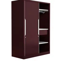 godrej interio Slide N Store Metal Sliding Door Wardrobe in Tex Shell Wine Red Finish image 5