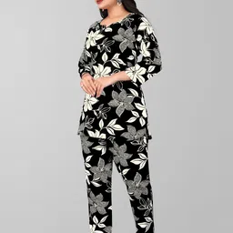 biyoko Women Top & Pyjama Set Black Printed image 5