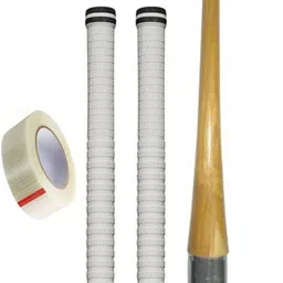 Set of 2 Cricket Bat White grip + one wooden cone (gripper) + One Side Fiber_113 Cricket Kit-image-44