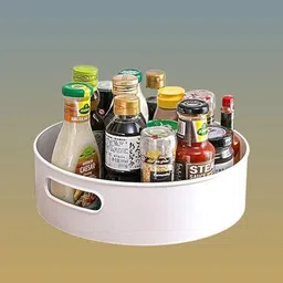 evayntfx Plastic circular Turning Storage Shelf – Living Space & Cooking Area Storage Basket-picture-28