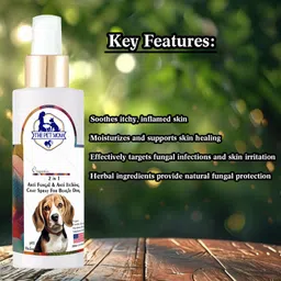 the pet mom 2-In-1 Antifungal & Anti-Itching Coat Spray For Beagle Dog | Relief Irritation, Anti-itching, Anti-fungal, Itch Relief ,Natural, Pet Skin & Coat Care | Anti Fungal Spray For All Dog Breed, Dog Shampoo image 2