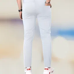 apm apparel Men Regular Fit White Lycra Blend Trousers image 2