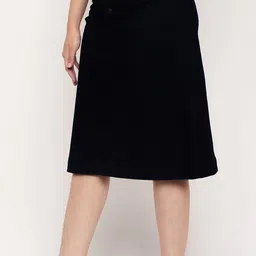 ts fashion Women Solid A-line Black Skirt image 1