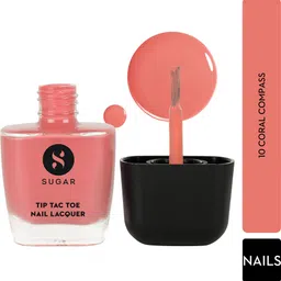 sugar cosmetics Tip Tac Toe Nail Lacquer Classic, Long-lasting, 100% Chip-resistant, Glossy 10 Coral Compass image 1