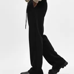 dockstreet Men Solid Black Track Pants image 1