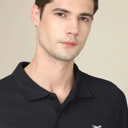 technosport Men Solid Polo Neck Polyester Black T-Shirt image 5