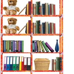 zooper School Pattern Print 12 Shelf Book Organizer Metal Open Book Shelf image 2