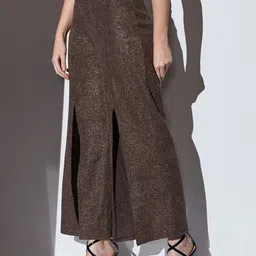 globus Women Flared Brown Polyester Trousers image 3