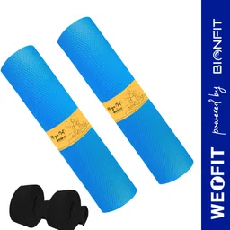 Premium EVA Yoga Mat Pack of 2 with Carry Strap, Anti Skid, for Workout, Men Blue 4 mm Yoga Mat-image-70