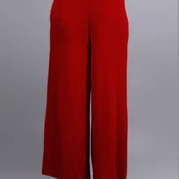 lyra Women Regular Fit Red Viscose Rayon Trousers-picture-15