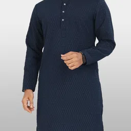 vebnor Men Solid Jacquard Straight Kurta image 3