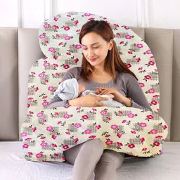 mom's moon Microfibre Pregnancy Pillow Pack of 1 Floral Flower Printed Velvet image 2