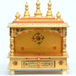 d'dass Gold Sheesham Wood & MDF Floor Rested Mandir Without Door image 5