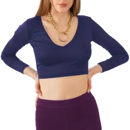 theblazzee Casual Regular Sleeves Solid Women Blue Top image 1