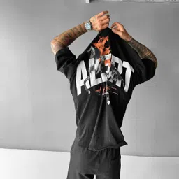 macknit Men Printed Round Neck Cotton Blend Black T-Shirt image 2