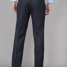arrow Men Tapered Dark Blue Polyester Trousers image 4