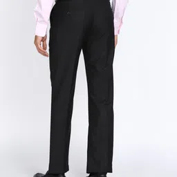 park avenue Men Regular Fit Black Polyester Trousers image 4
