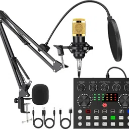 Full BM800 Condenser Microphone with V8S Live Sound Card for Recording Studio Podcast Recording Equipment with Voice changer,Sound Card,Audio Mixer Interface-image-64