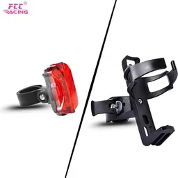 fcc racing Bicycle Adjustable Bottle Cage & Back Flash Light Combo Waterproof Light & Bicycle Bottle Holder image 5