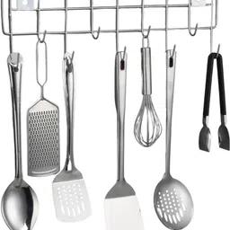 gridkitchen Stainless Steel Multipurpose Wall Hanger Cutlery Holder Cloth Hanger Accessories Organizer, Closet Organizer, Regular Organizer image 1