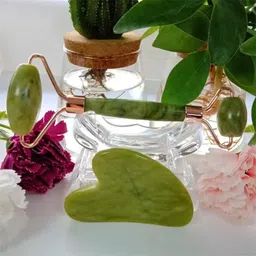 acuwellness Gua Sha Stone & Jade Roller Set of 1, for Face Massage & Glowing Skin Facial Massager for Women | Face Shaper Gua Sha And Jade Roller01 Massager image 2