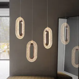 sinoman Crystal Acrylic Shade Hanging Pendant Light with Gold Finish image 3