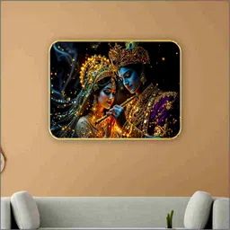 Mahi Craft Radha Krishna Painting Goldice Finished 12 inch x 9 inch Painting Digital Reprint 12 inch x 9 inch Painting-image-4