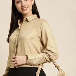 hancock Women Regular Fit Solid Spread Collar Formal Shirt-picture-14