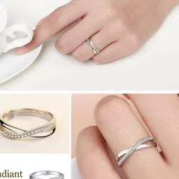 myki Princess Zircon Cross Design Adjustable Ring For Women & Girls with Rose box packing Stainless Steel Cubic Zirconia Silver Plated Ring image 4