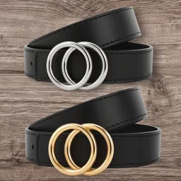 krayr Women Casual, Formal, Evening, Party Gold, Black, Silver Texas Leatherite Belt image 2