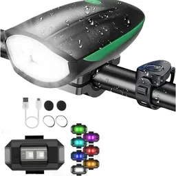 highrider USB Rechargeable Cycle Front Light & Tail Helmet Light (8Modes) LED Front Rear Light Combo-picture-33