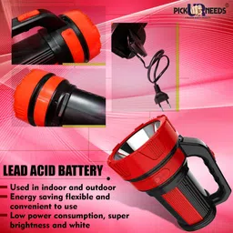 make ur wish Primer Quality 50 Watt Rechargeable Long Range Search Torch Light with 2 Side Emergency Tube Light 6 hrs Torch Emergency Light image 5