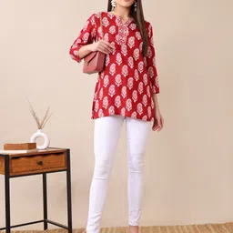 sangouri Casual Regular Sleeves Printed Women Red Top image 5