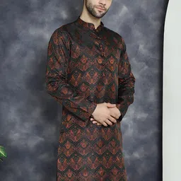 jompers Men Woven Design Cotton Silk Straight Kurta image 2