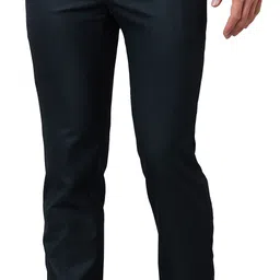 raymond Men Slim Fit Dark Blue Polyester Trousers image 3