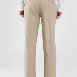 park avenue Men Regular Fit Beige Polyester Trousers image 4