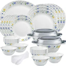 Pack of 35 Opalware Diva Classique TB Full plate 11"(6 pcs) || Quarter plate 7.5"(6 pcs) || Oval platter13"(1 Pcs) || Casserole with Glass Lid (2 Pcs) || Veg bowl (6 Pcs) || Soup Bowl (6 pcs) || Spoon (6 pcs) Dinner Set-image-75