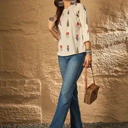 inweave Casual Regular Sleeves Printed Women White Top-picture-13