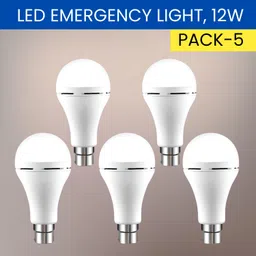 12W Rechargeable Inverter LED Bulb with Upto 4H.Power Cut Lighting Pack of_5Z187 4 hrs Bulb Emergency Light-image-97