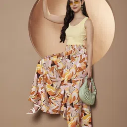 zwerlon Women Flared Orange, Yellow Viscose Rayon Trousers image 5