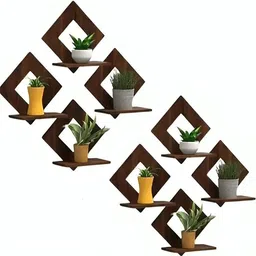 simmi craft store SQUAR BROWN 8 WALL DECORATIONS image 2