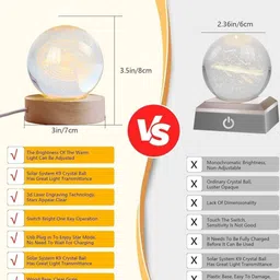 auracollection 3D Crystal Taj Mahal LED Night Lamp | Glass Globe Laser Engraved Showpiece Night Lamp image 4