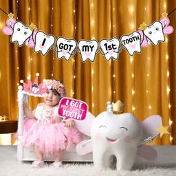 zyozi First Tooth Decoration Combo - Banner,Photo Booth & Rice Light (Pack Of 18) image 5